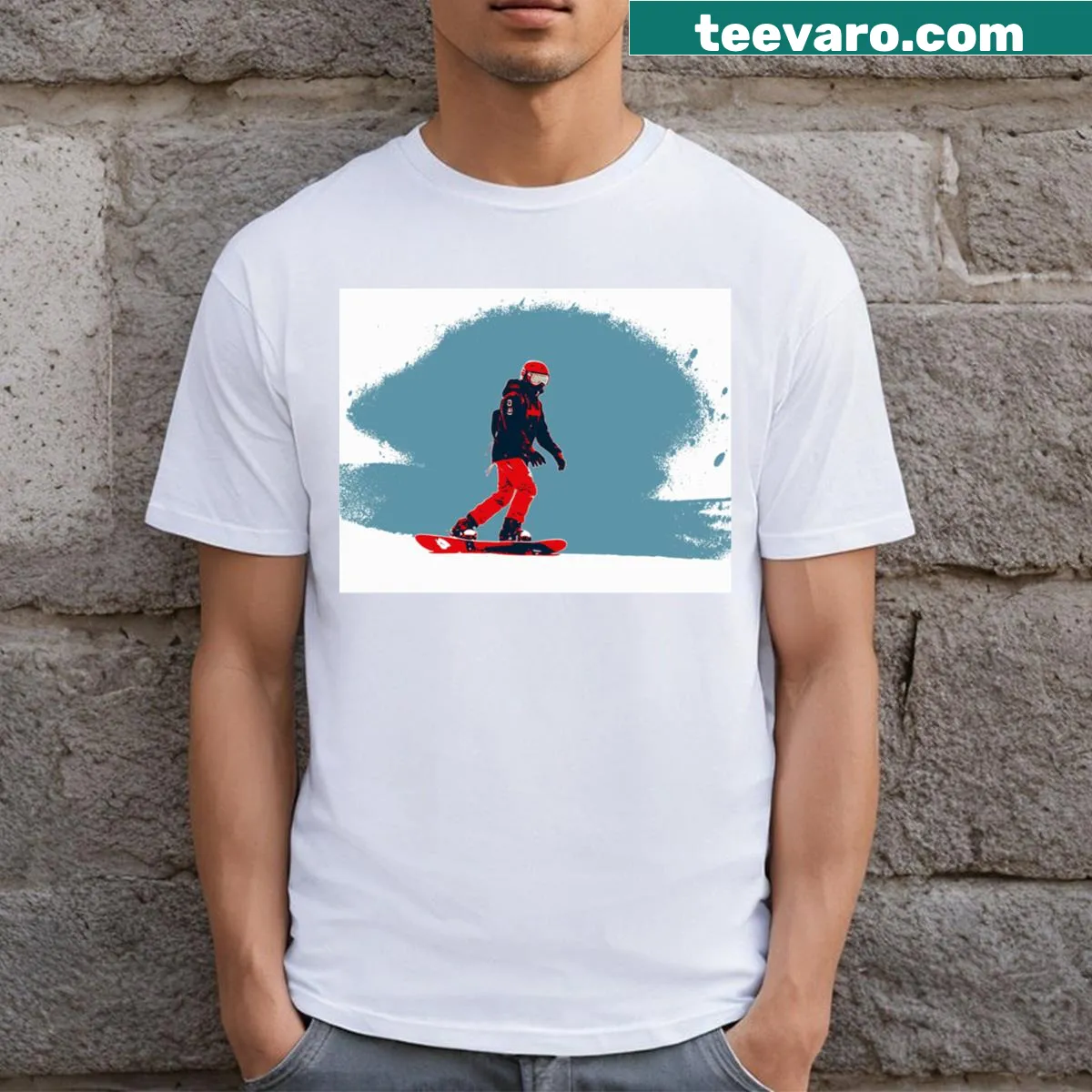 Inspiring snowboard-themed t-shirt with dream-like phrase. — on a men's t-shirt