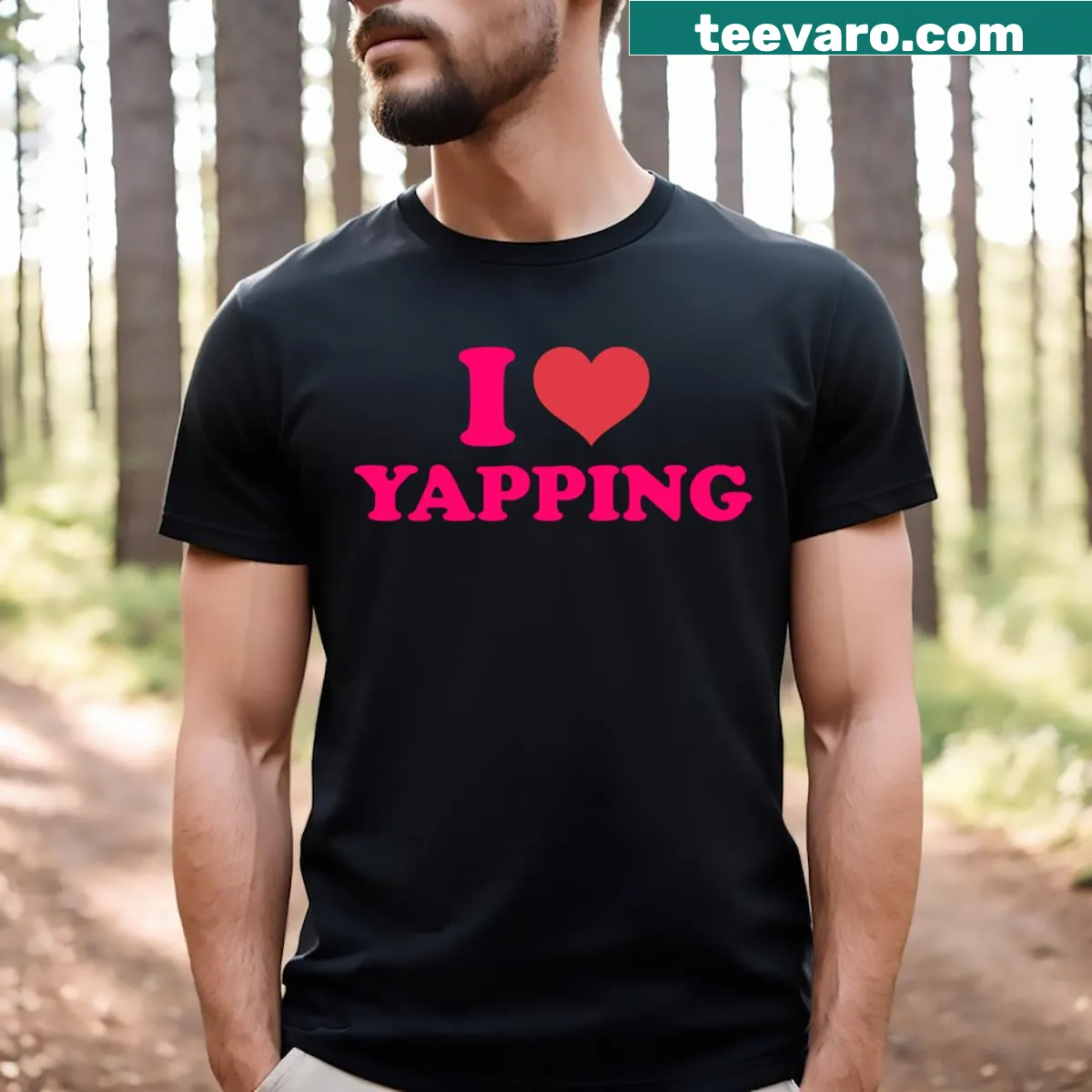 Funny t-shirt with 'I Heart Yapping' quote for dog lovers. — on a men's t-shirt
