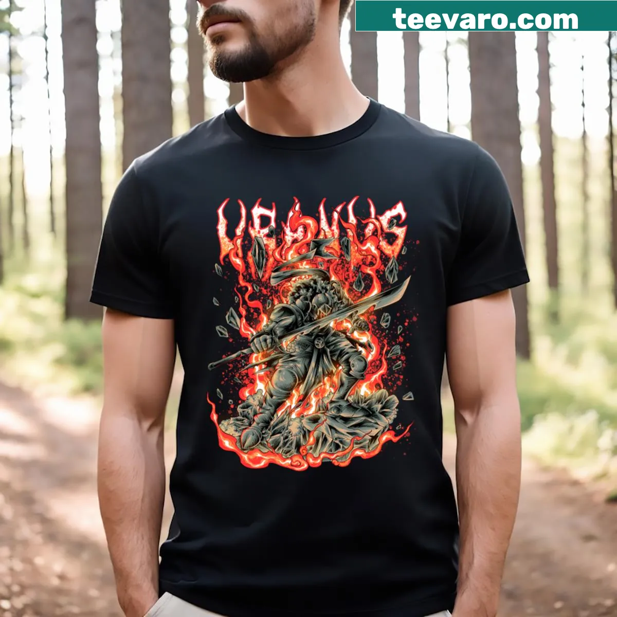 Illustrated graphic of Uranus on a T-shirt. — on a men's t-shirt