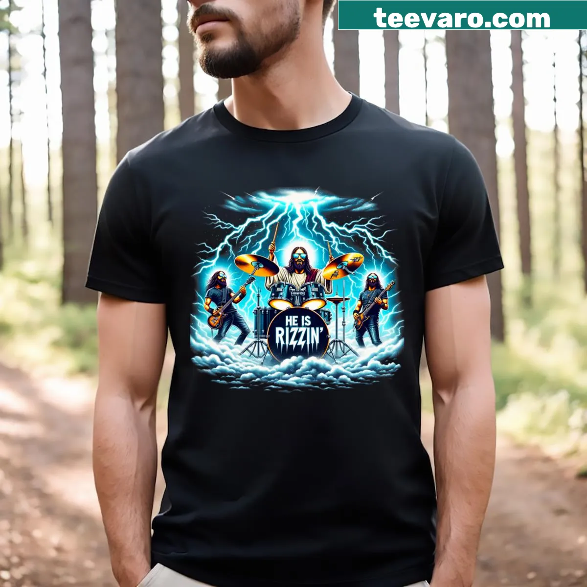 Vintage Easter t-shirt featuring the phrase Jesus Has Rizzen — on a men's t-shirt