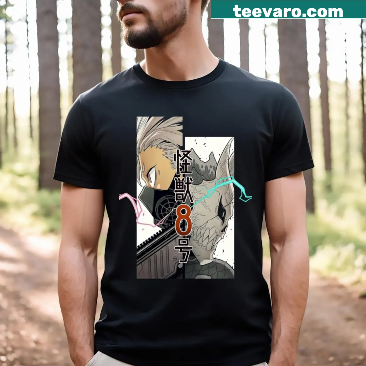 Bold Kaiju-themed graphic T-shirt featuring a monstrous creature — on a men's t-shirt