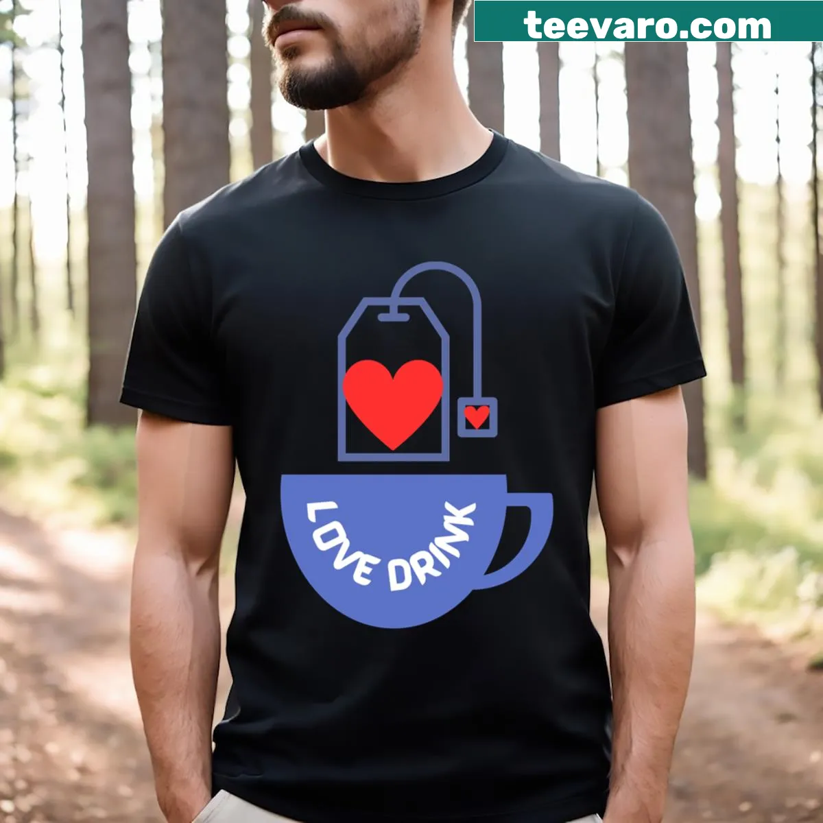 Cute typography design of 'Love Drink' on a T-shirt — on a men's t-shirt