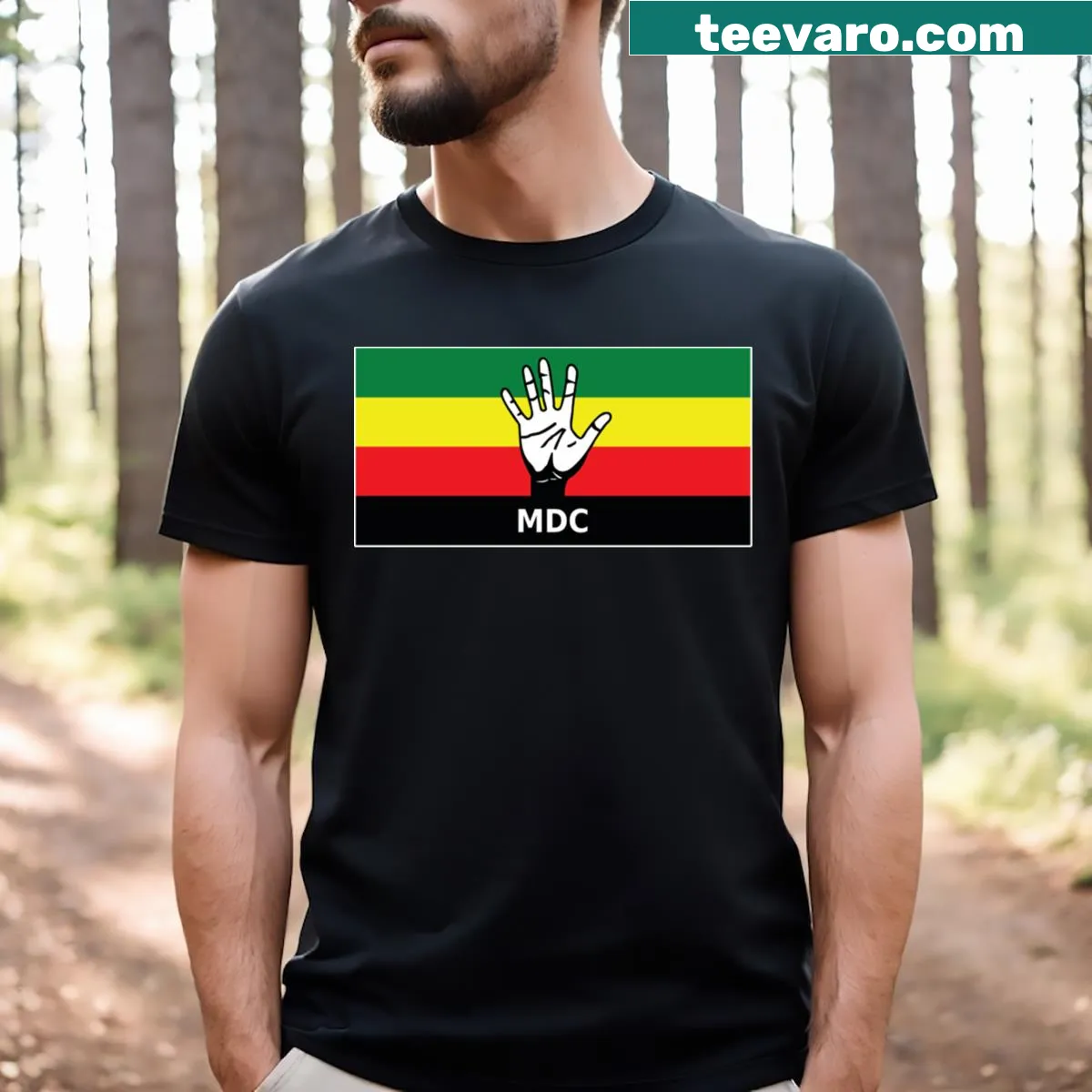 T-shirt promoting the Movement For Democratic Change — on a men's t-shirt