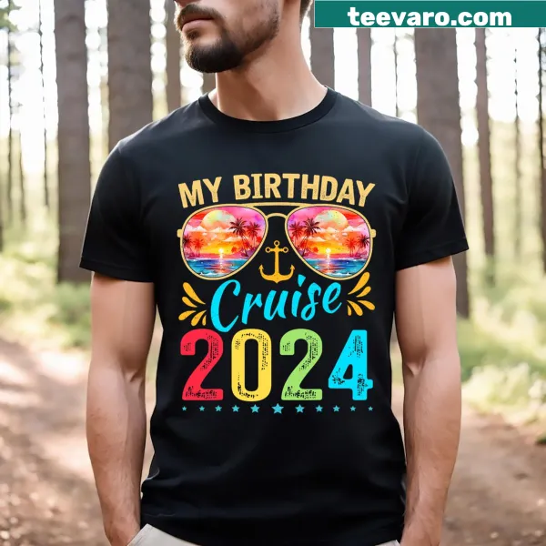 Birthday cruise themed t-shirt with festive graphics for vacation