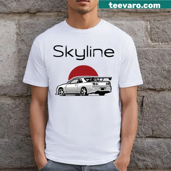 Illustrative view of a Nissan Skyline R34 on a t-shirt