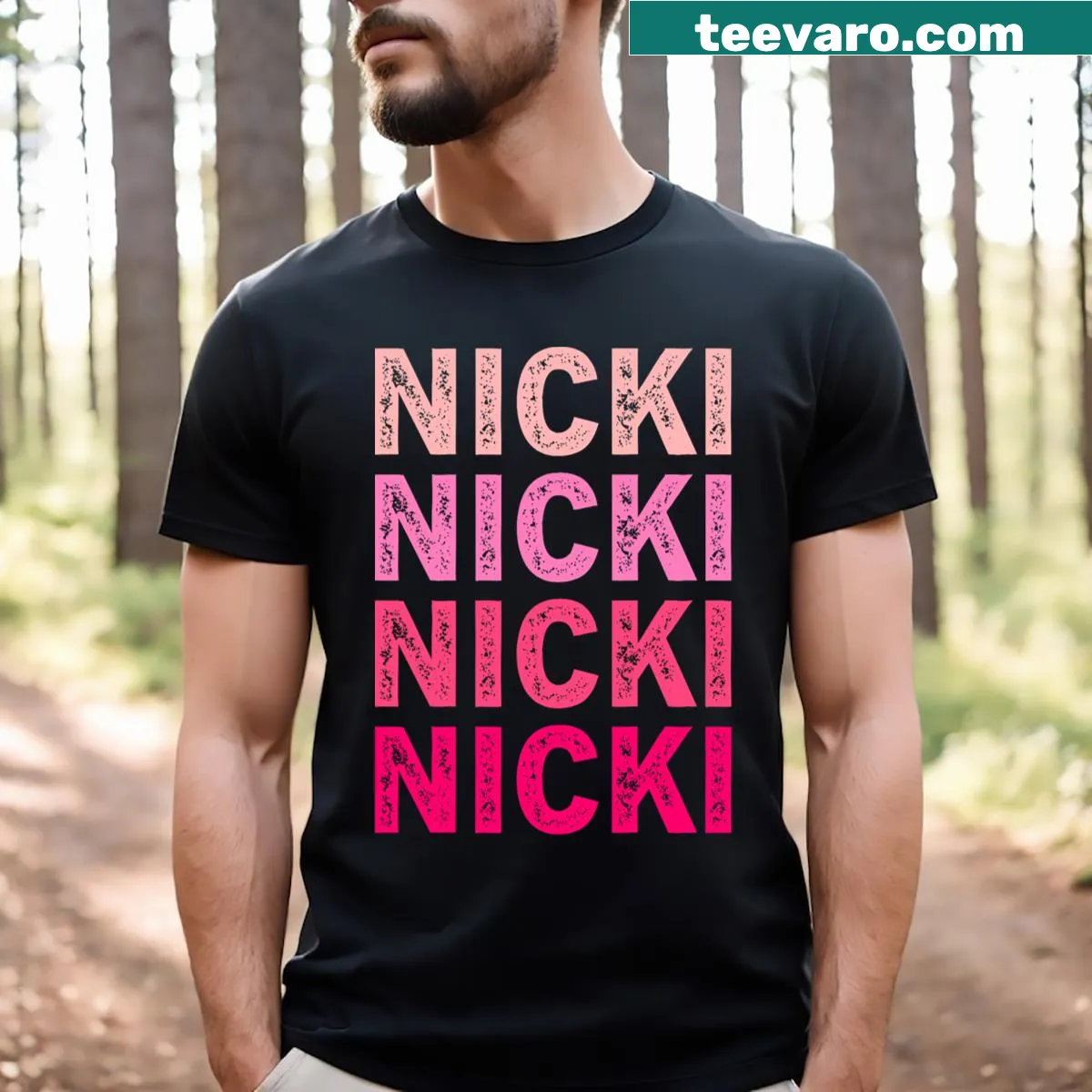 Vintage-style t-shirt with the name 'Nicki' and message of love. — on a men's t-shirt