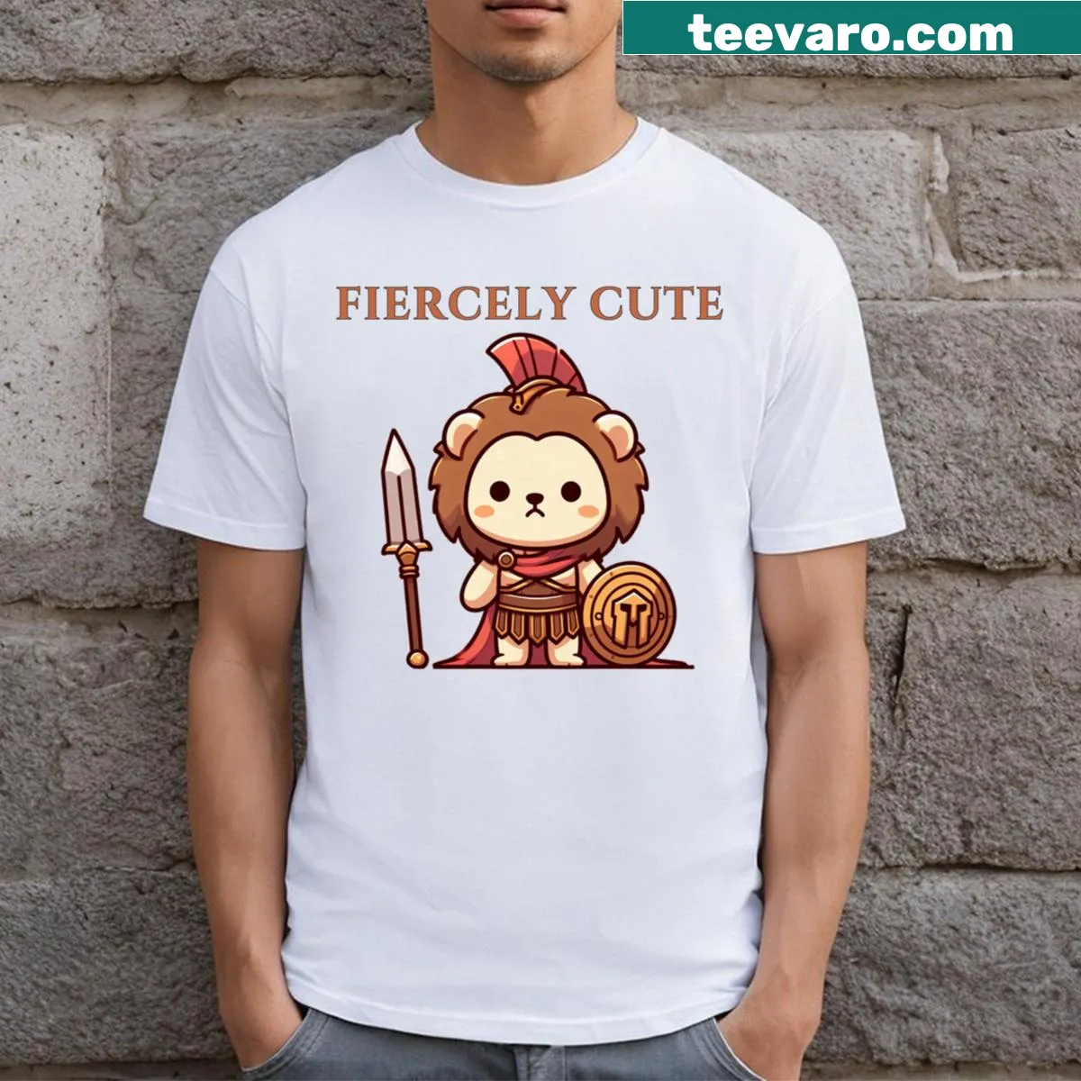 Spartan warrior lion t-shirt featuring a fierce lion design — on a men's t-shirt