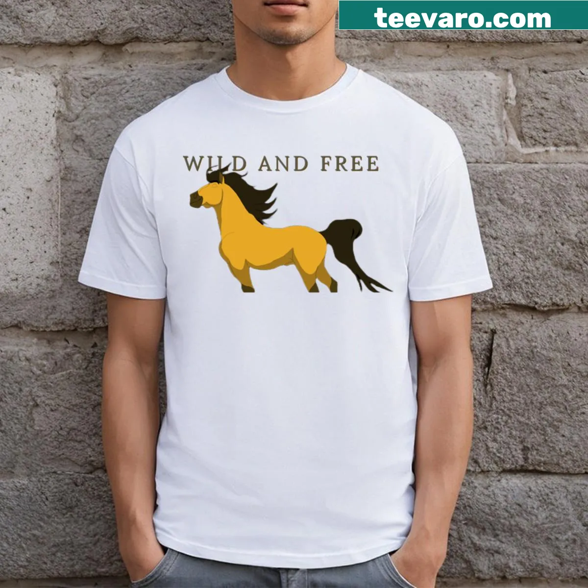 Majestic stallion design on Spirit Stallion t-shirt — on a men's t-shirt