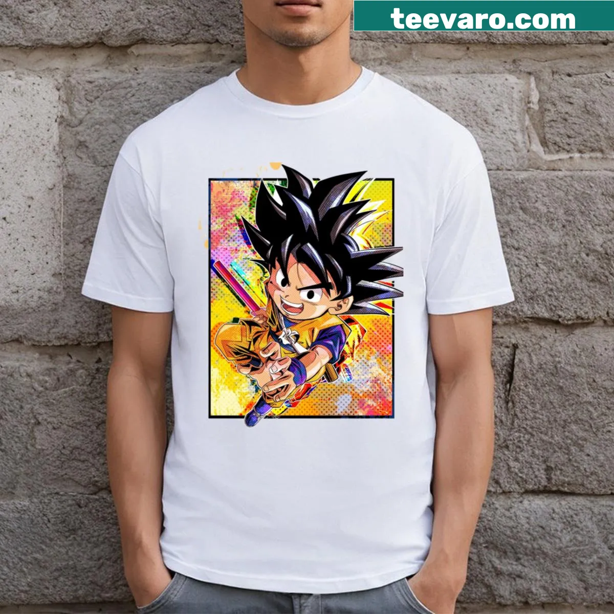 Chibi hero illustration on a t-shirt designed for gamers. — on a men's t-shirt