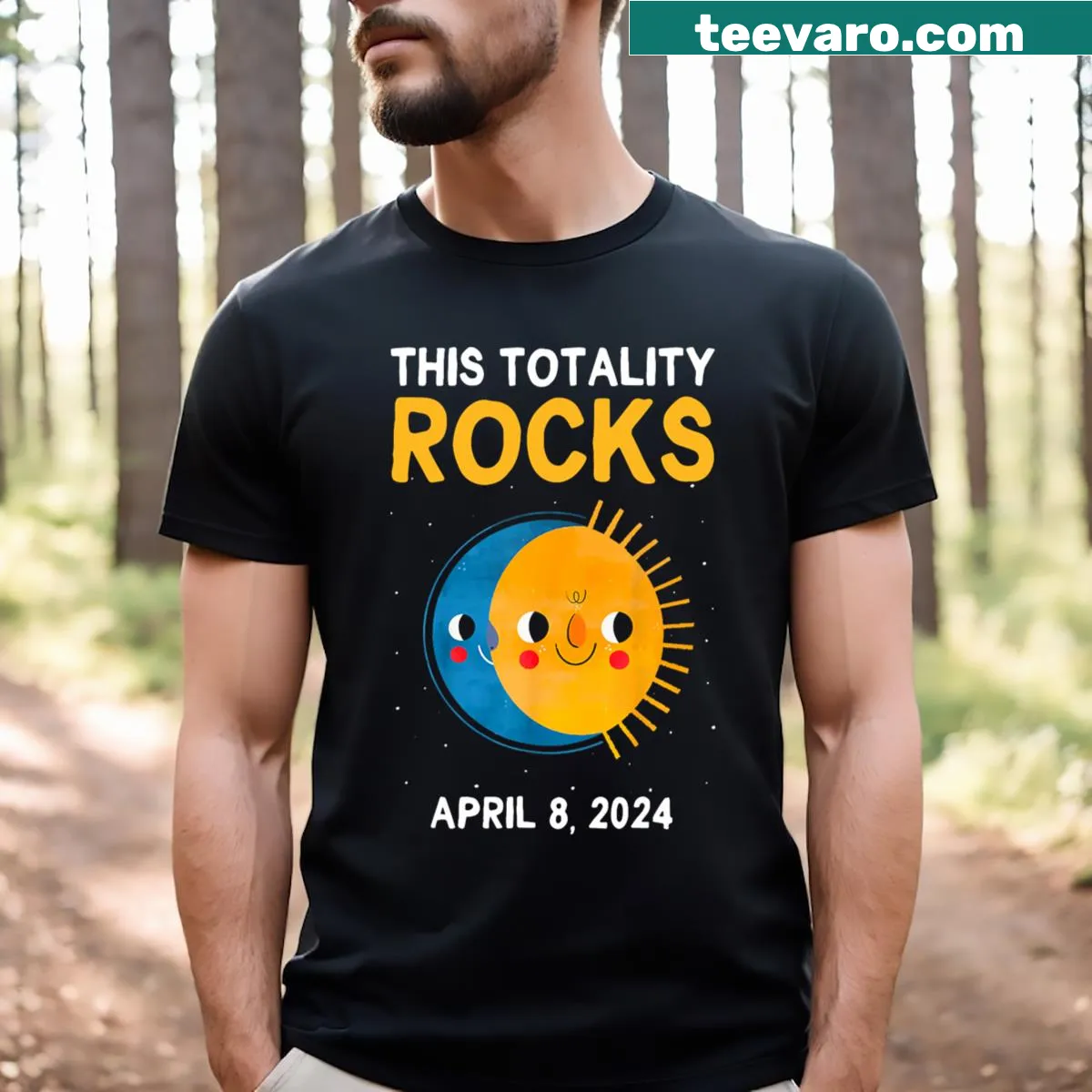 Funny t-shirt for kids celebrating the solar eclipse with a catchy phrase — on a men's t-shirt