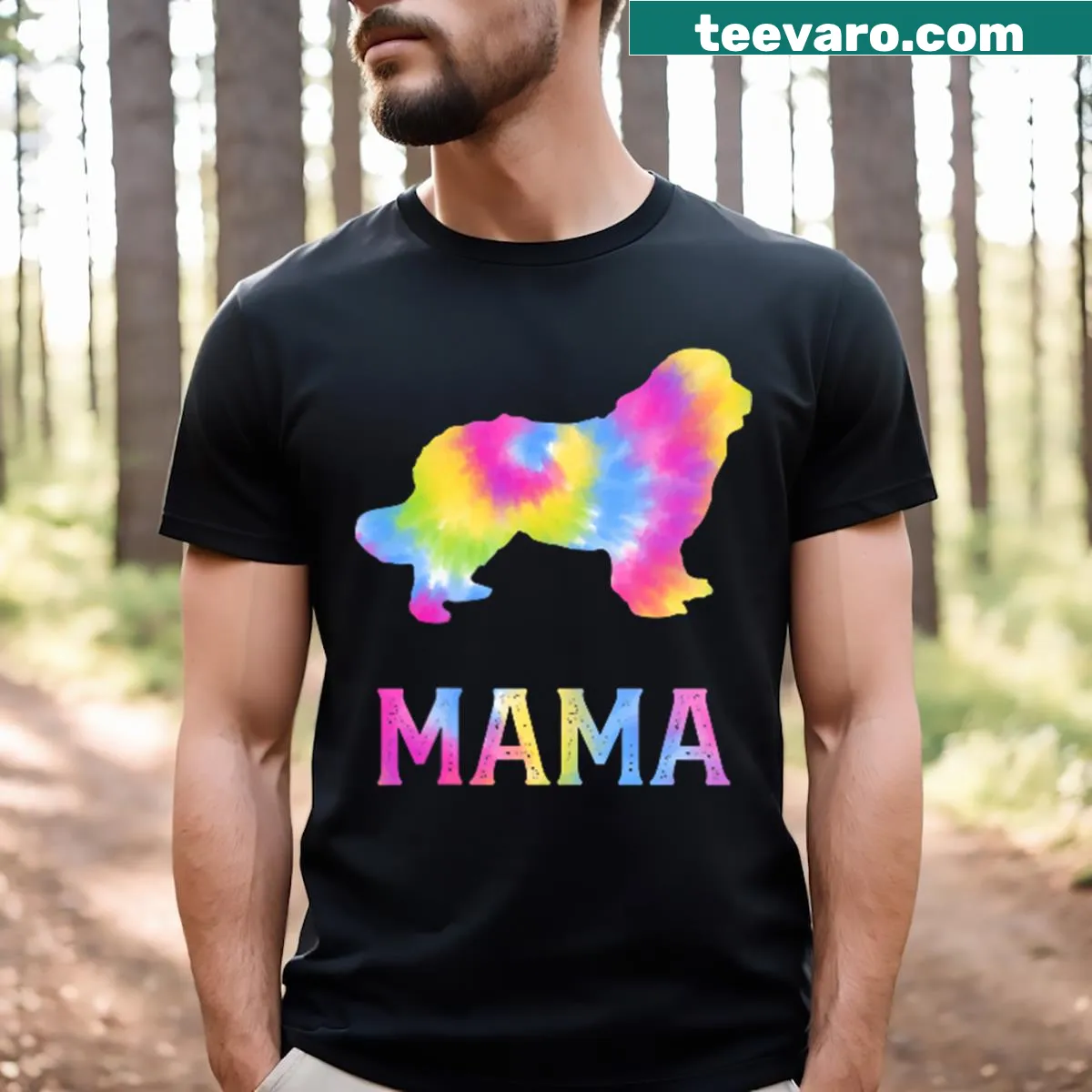 Vintage tie-dye shirt for Newfoundland dog lovers with funny design — on a men's t-shirt
