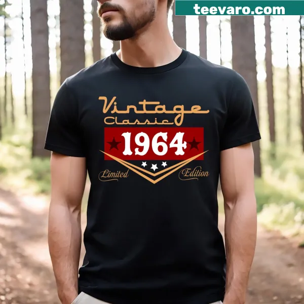 Vintage-style t-shirt celebrating a 60th birthday with 1964 graphic