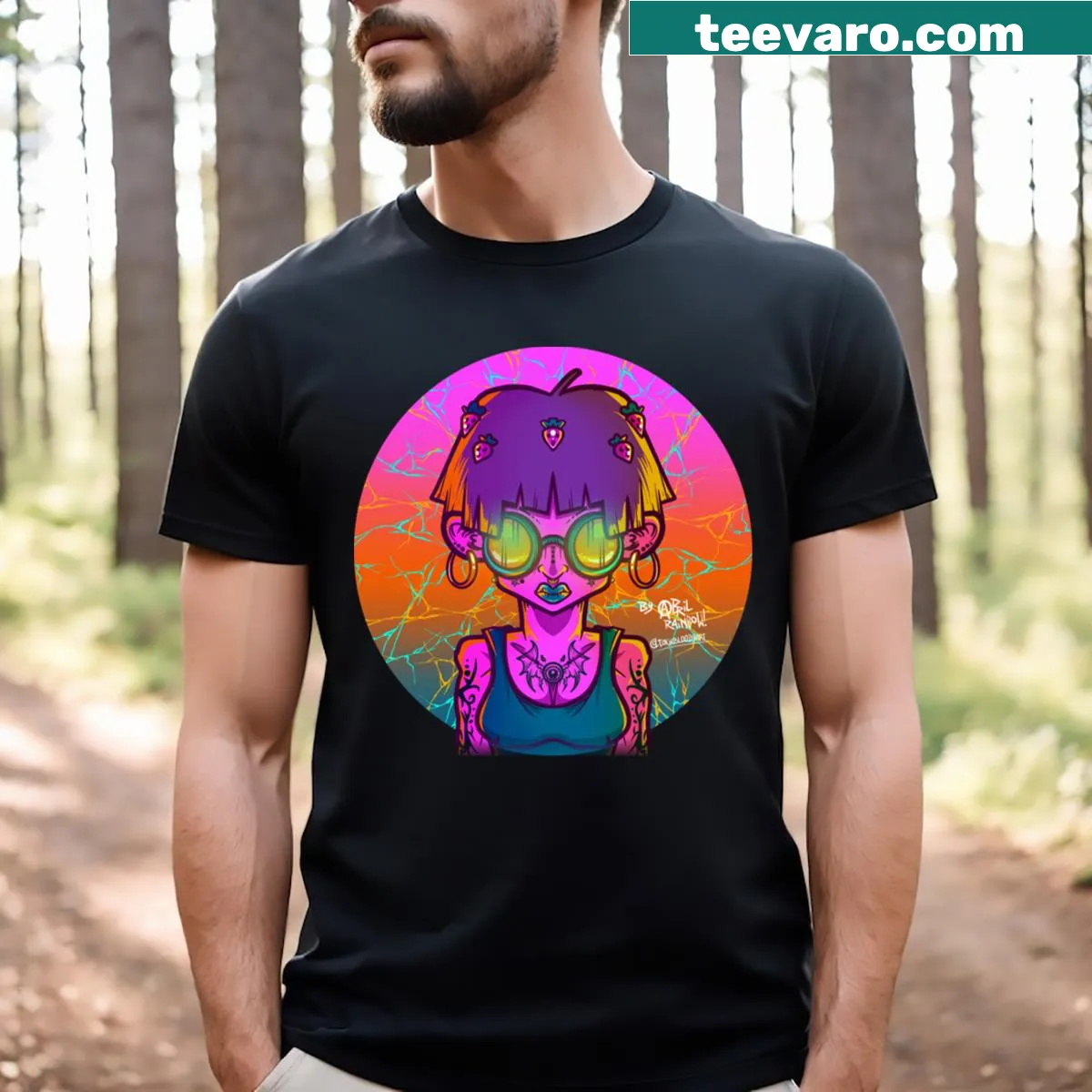 Hand-lettered design 'Acid Pink Girl' on a T-shirt — on a men's t-shirt