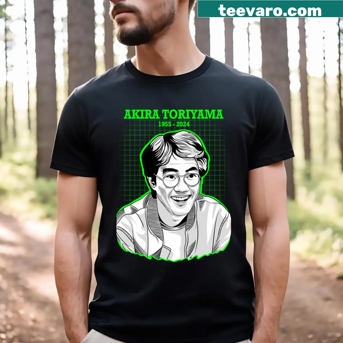 Portrait of Akira Toriyama on a T-shirt — on a men's t-shirt
