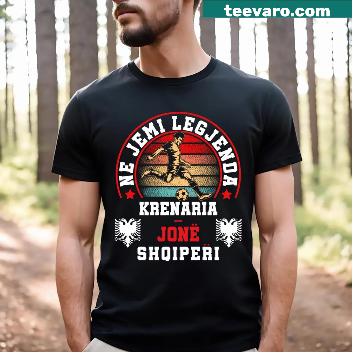 Football T-shirt supporting Albania in Euro 2024 — on a men's t-shirt
