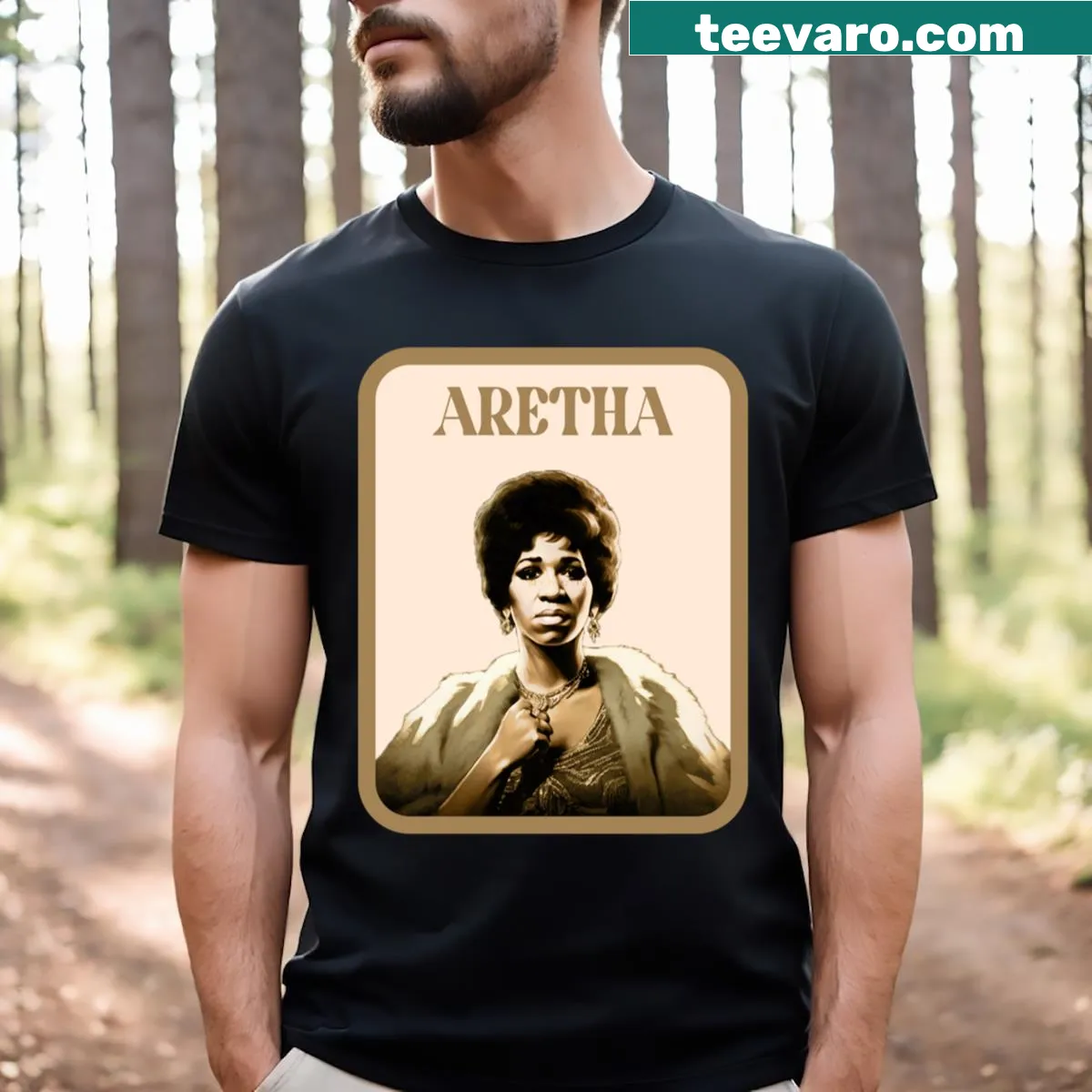 T-shirt honoring the legendary Aretha Franklin — on a men's t-shirt