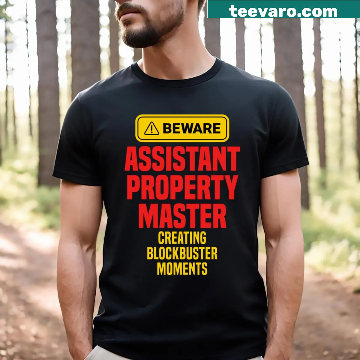 T-shirt for Assistant Property Masters showcasing their role in blockbuster filmmaking. — on a men's t-shirt
