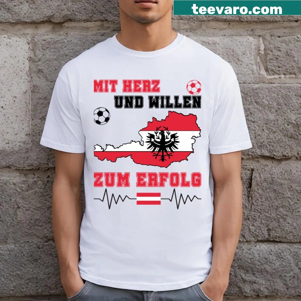Austria European Championship 2024 T-shirt with bold typography — on a men's t-shirt