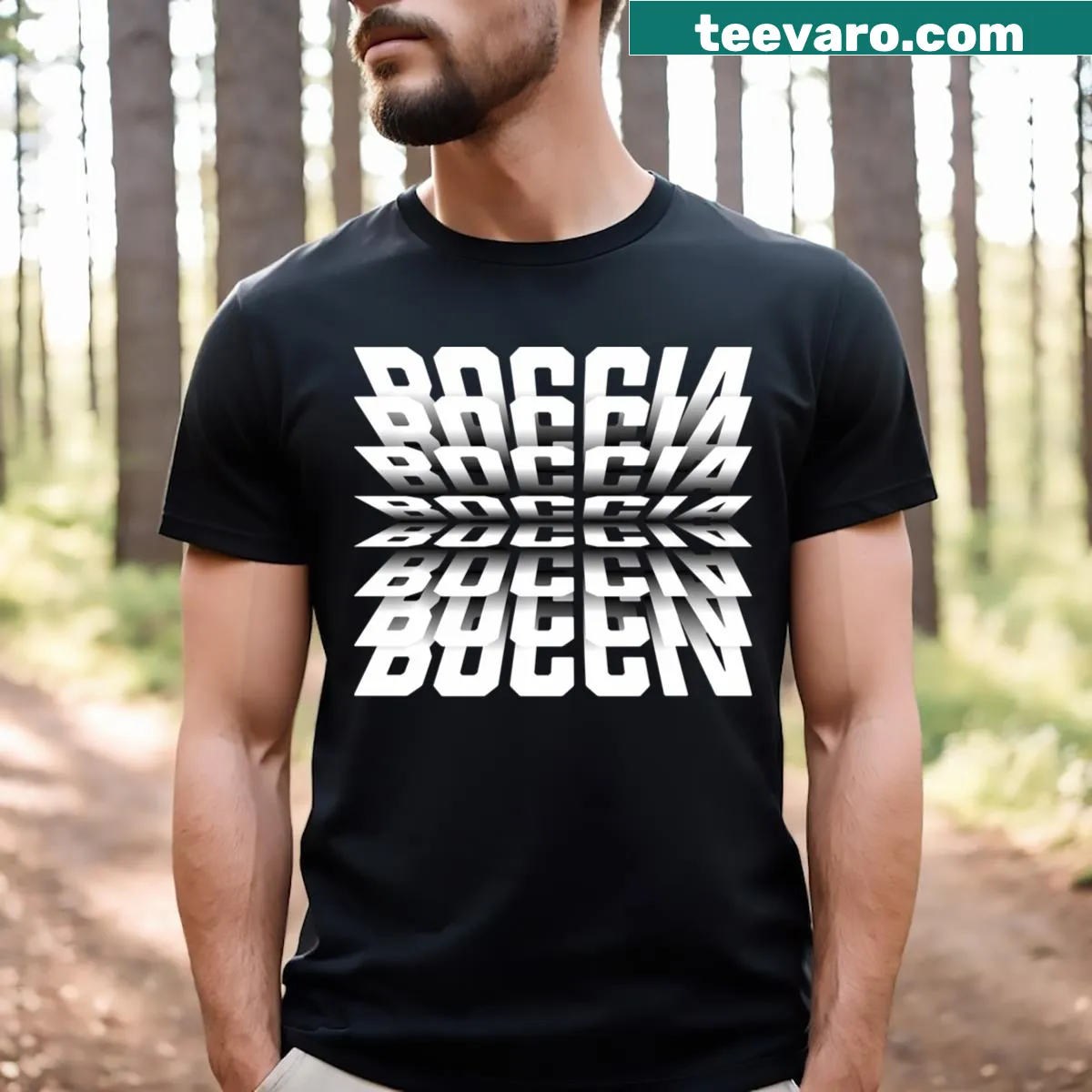 Boccia player t-shirt featuring boccia balls graphic — on a men's t-shirt