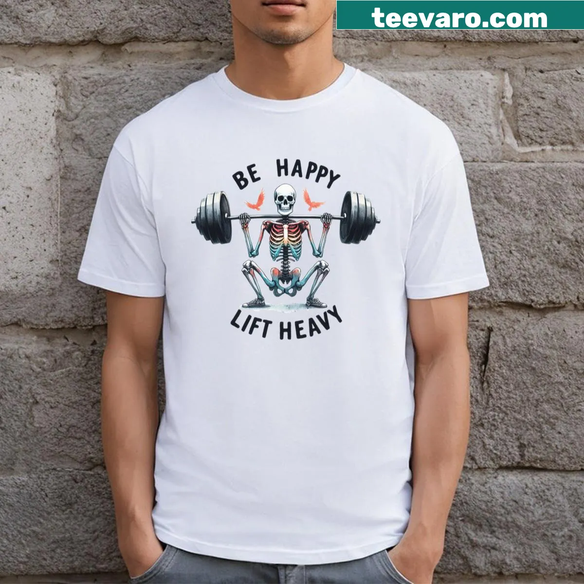 Motivational bodybuilding t-shirt with a bold design — on a men's t-shirt