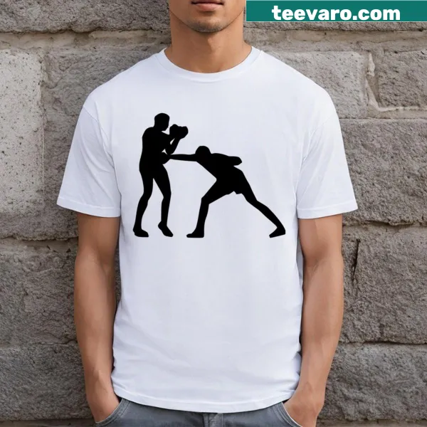 Dynamic boxing fighters graphic on a sports-themed T-shirt