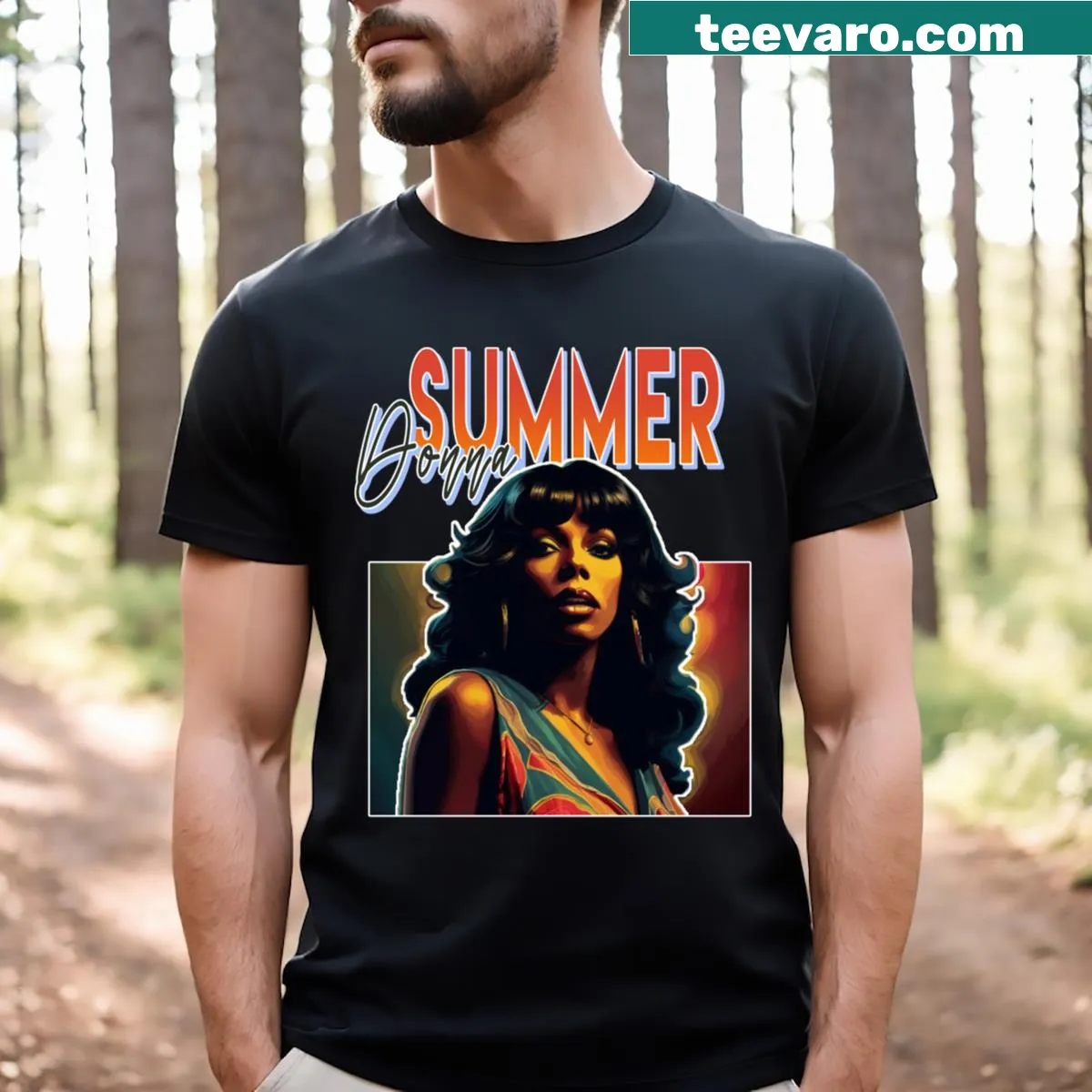 Vintage-style T-shirt honoring Donna Summer — on a men's t-shirt
