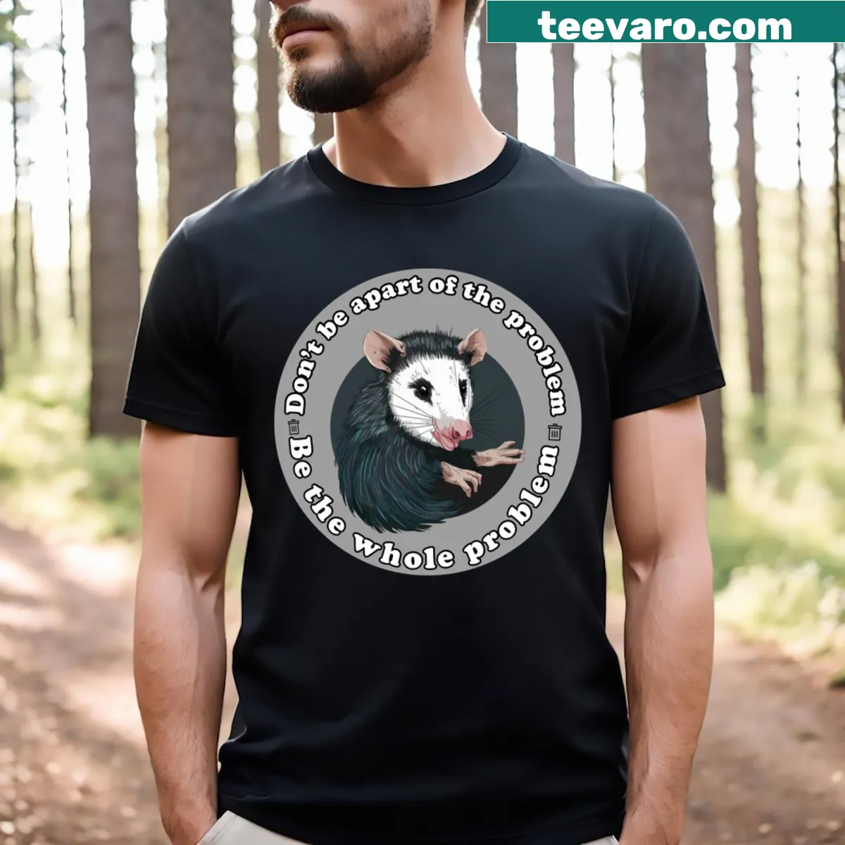 Funny possum graphic with humorous text on a t-shirt — on a men's t-shirt