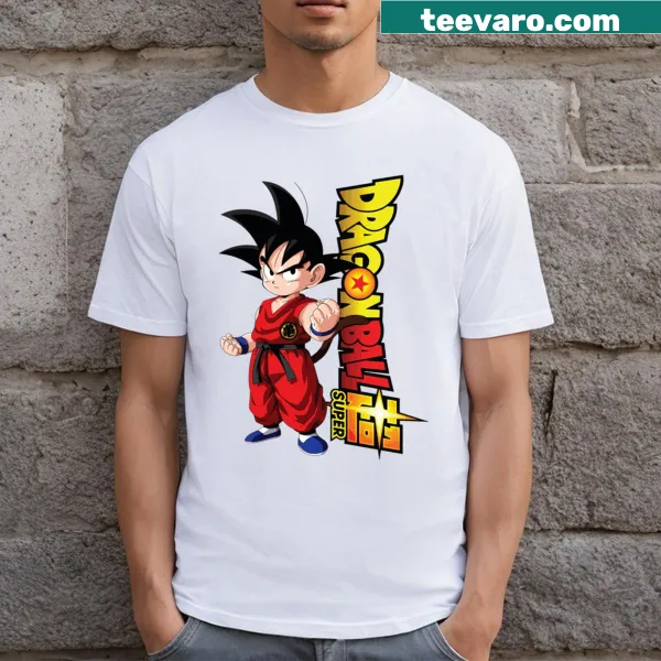 Illustrative design of Dragon Ball characters on a t-shirt