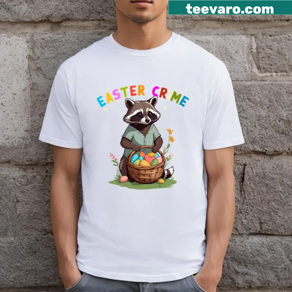 Cartoon raccoon dressed as an Easter Bunny for a humorous touch