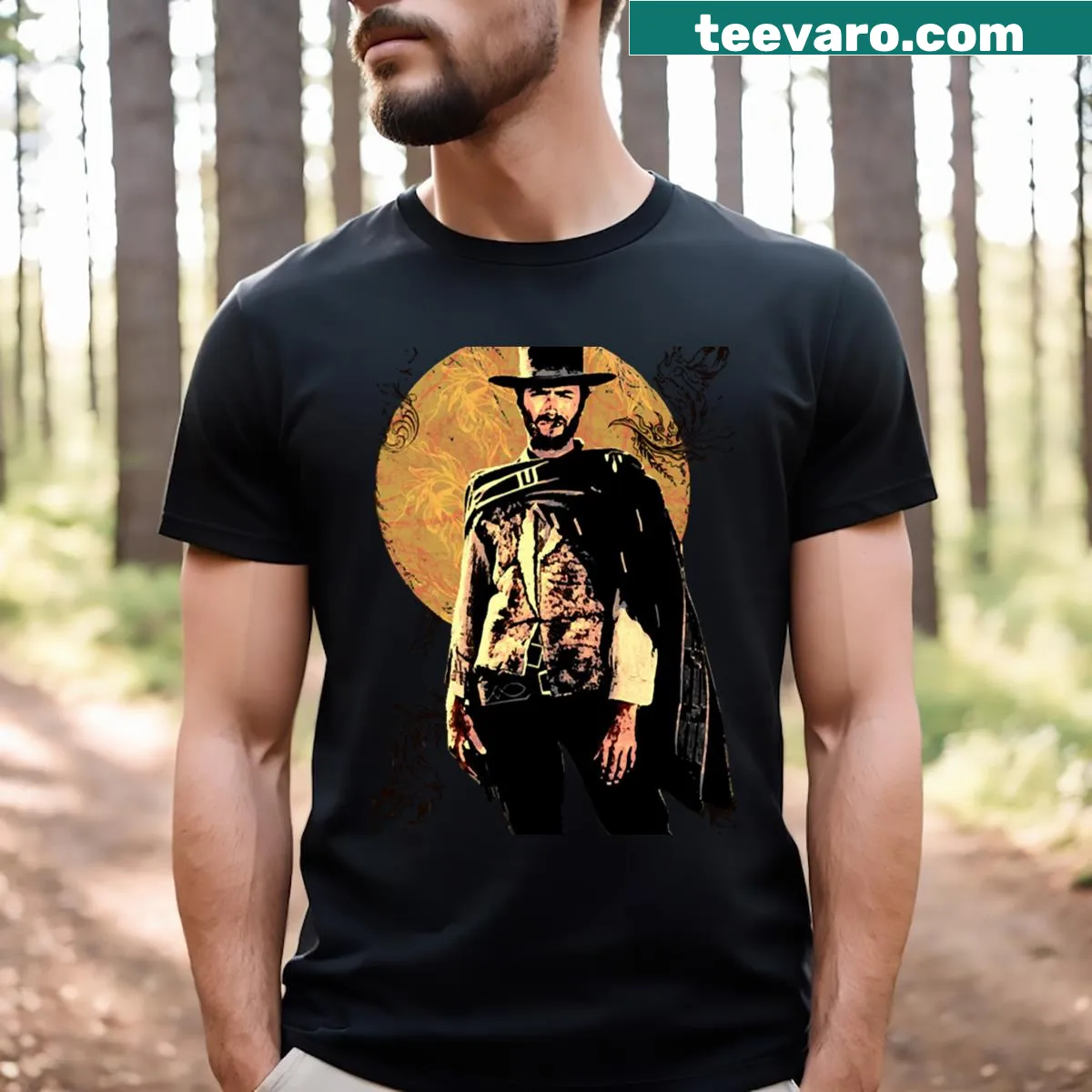 Tribute T-shirt featuring Eastwood design — on a men's t-shirt