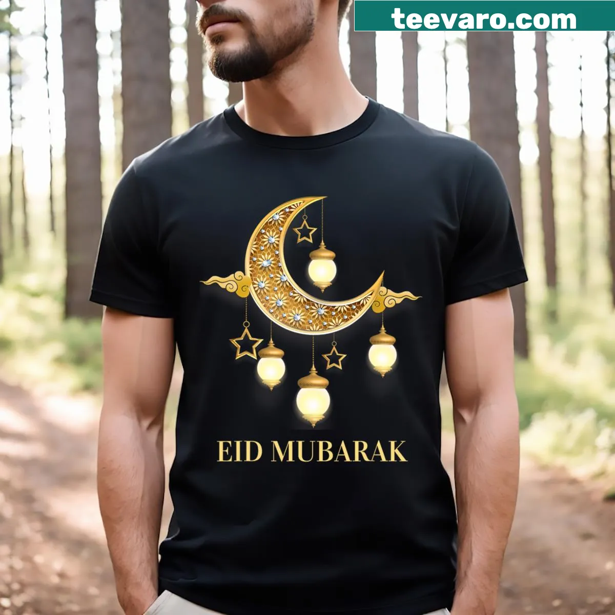 Cute Eid T-shirt for kids with festive illustration — on a men's t-shirt