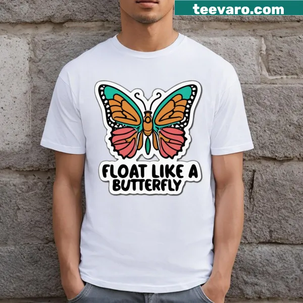 Butterfly boxing posture t-shirt with playful typography.