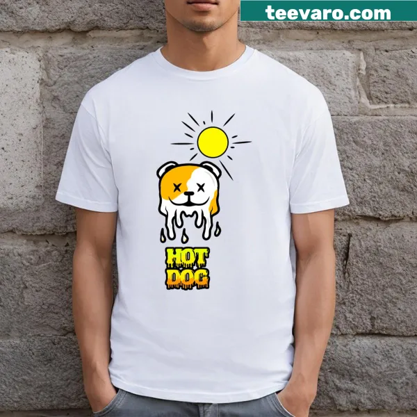 Funny hot dog graphic T-shirt with humorous text
