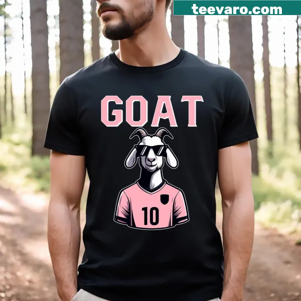Funny soccer T-shirt with 'Goat 10' text