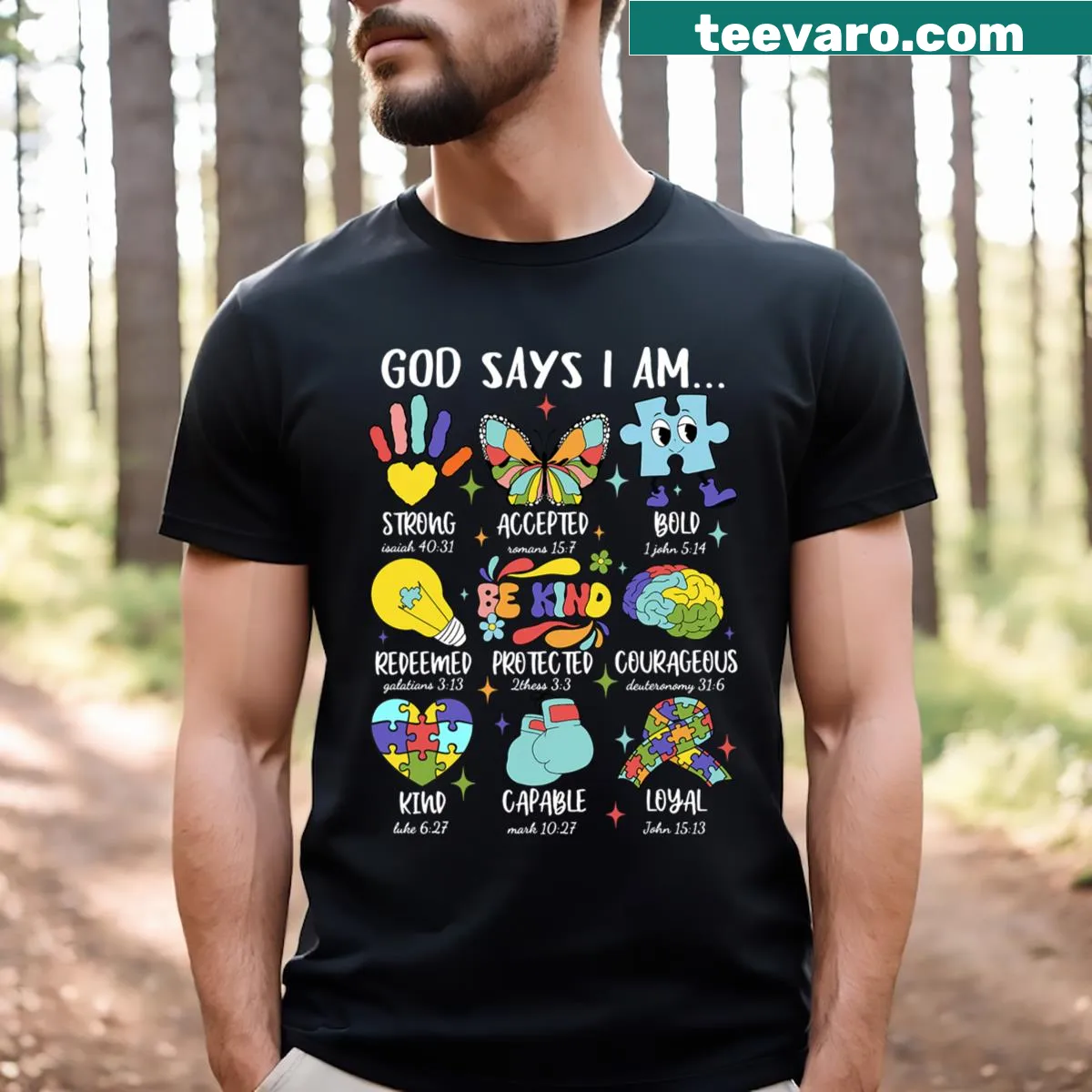 Inspirational T-shirt promoting kindness and autism awareness — on a men's t-shirt