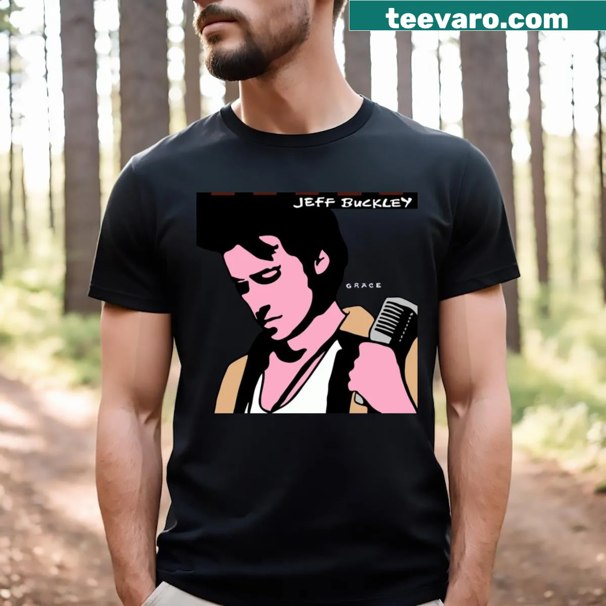 Minimalist Grace t-shirt with elegant typography — on a men's t-shirt