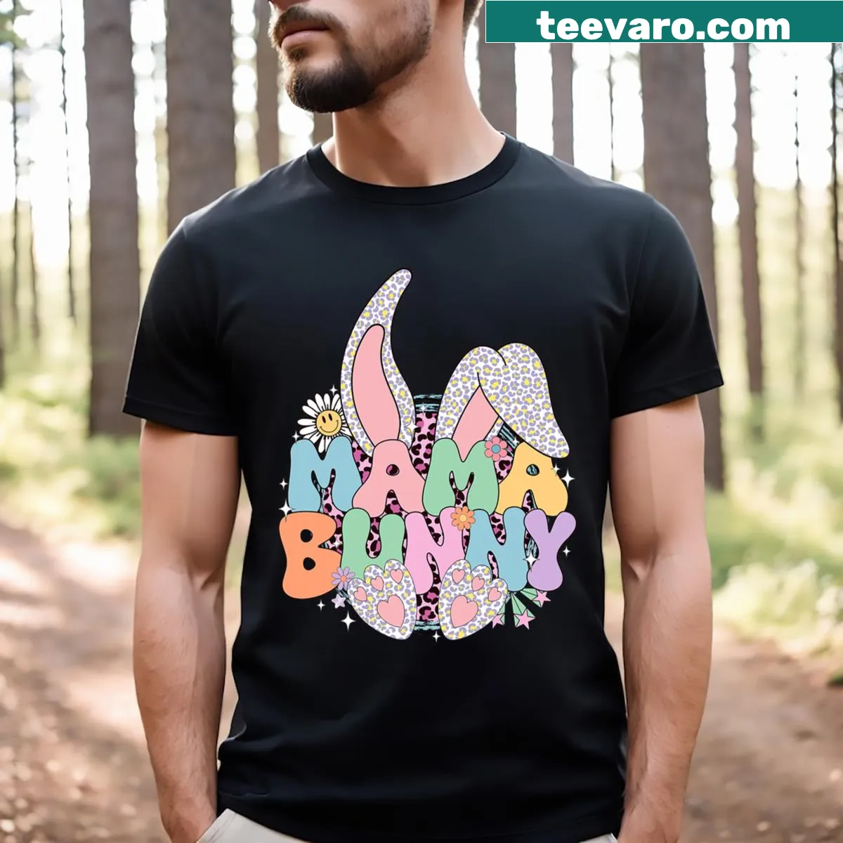 Cute cartoon rabbit design for a mom's Easter T-shirt — on a men's t-shirt
