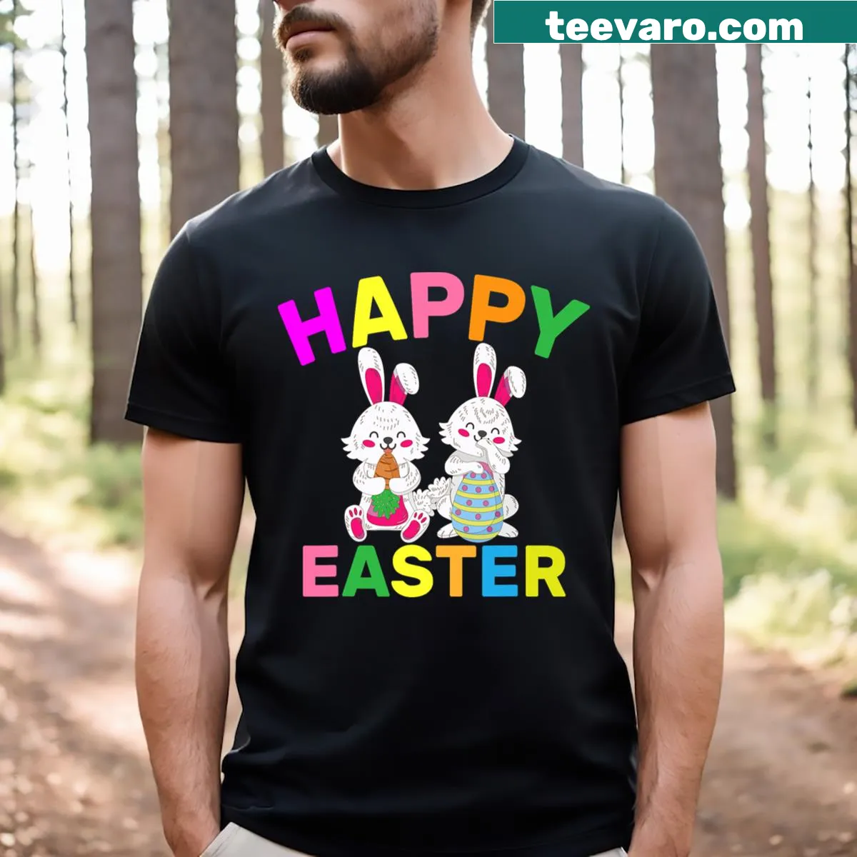 Playful Easter graphic T-shirt for men celebrating the holiday — on a men's t-shirt