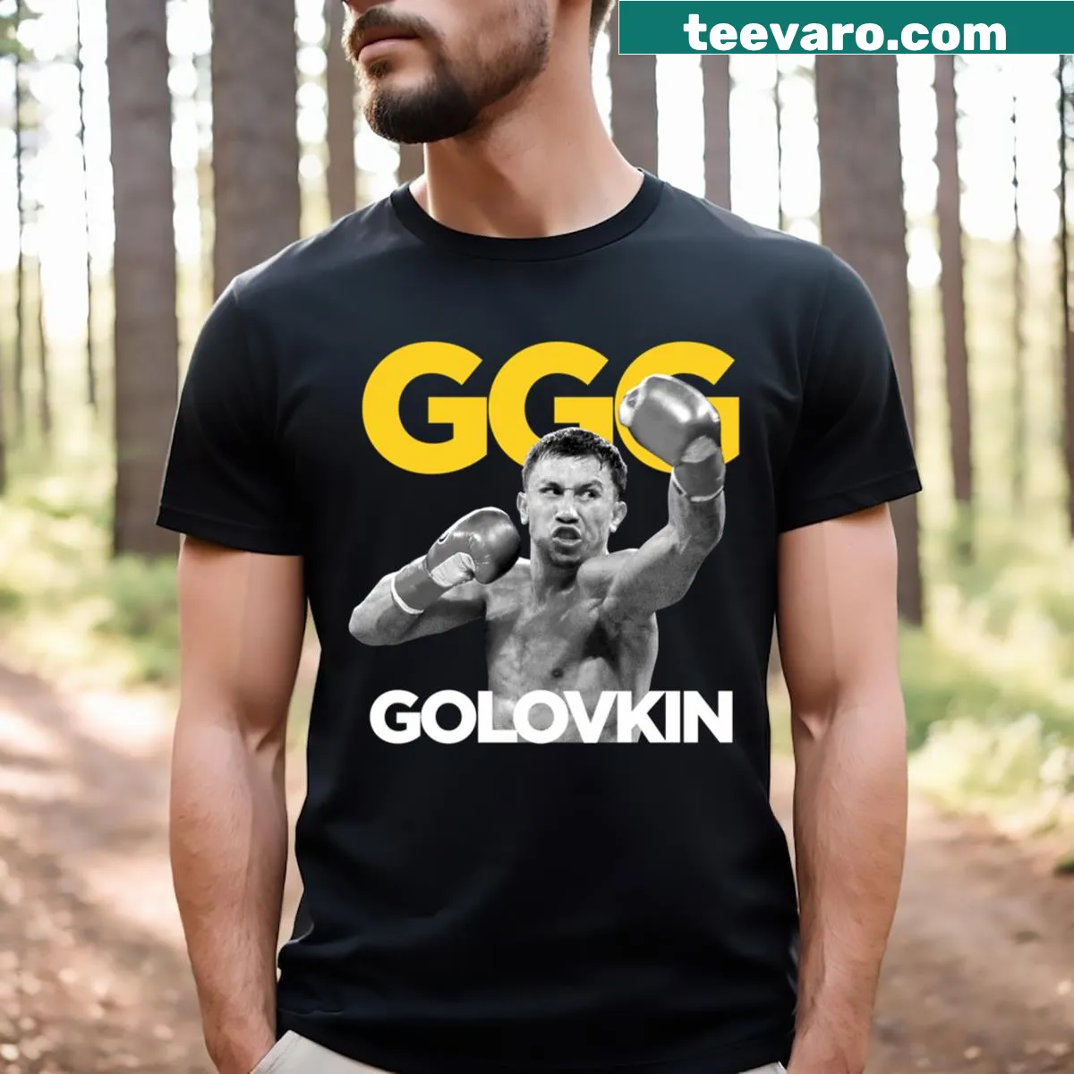 Heavy Puncher T-shirt featuring a graphic of a fist ready to punch — on a men's t-shirt