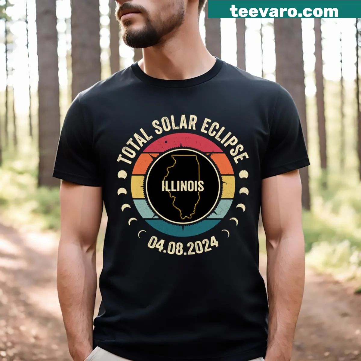 American Total Solar Eclipse 2024 shirt with totality design — on a men's t-shirt