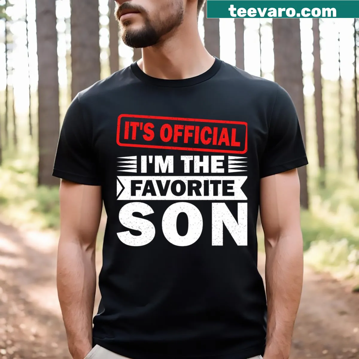Favorite son t-shirt with bold text — on a men's t-shirt