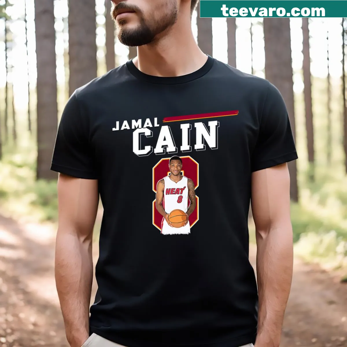 Jamal Cain t-shirt celebrating basketball player with inspirational design — on a men's t-shirt