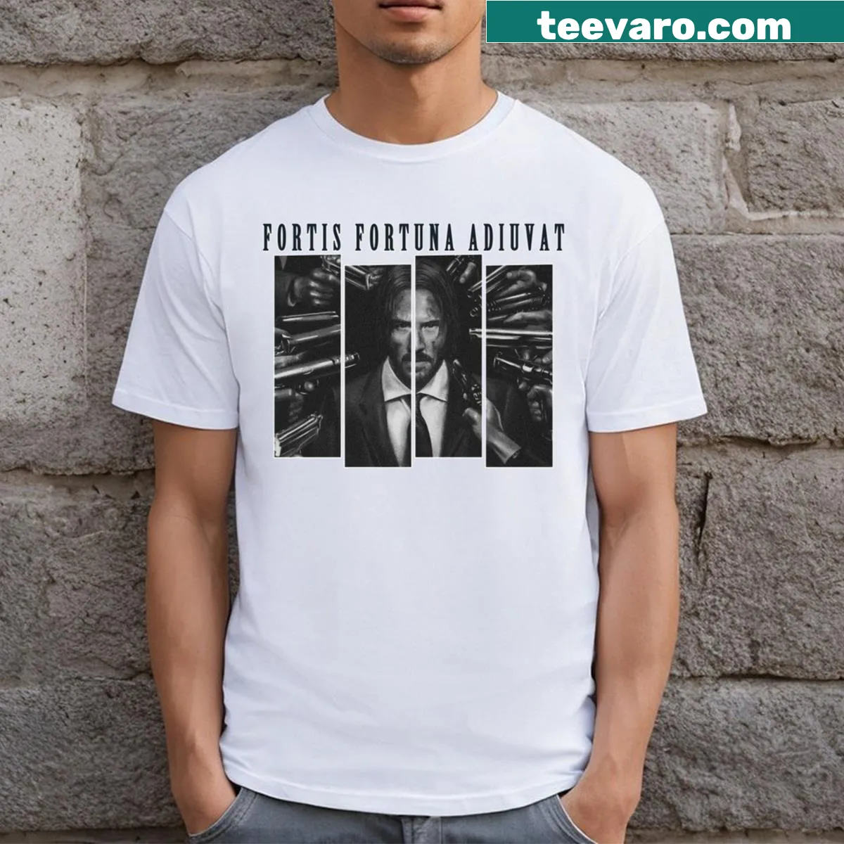 T-shirt featuring John Wick design with motivational slogan — on a men's t-shirt