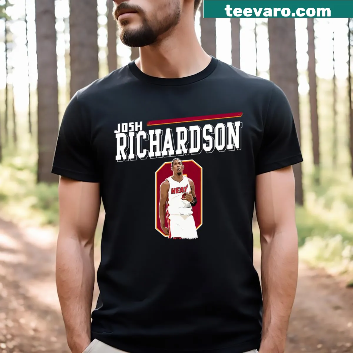 Minimalist T-shirt featuring Josh Richardson's name and number — on a men's t-shirt