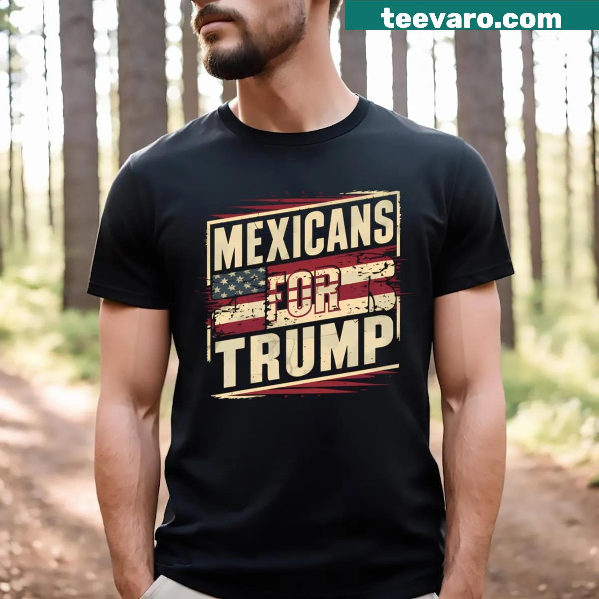 Patriotic Mexicans For Trump T-shirt with bold text — on a men's t-shirt
