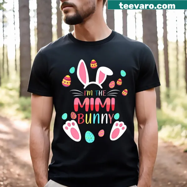 Cute cartoon bunny design on a family Easter party T-shirt