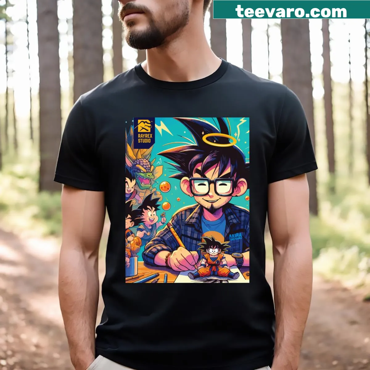 Akira Toriyama inspired illustration graphic T-shirt — on a men's t-shirt