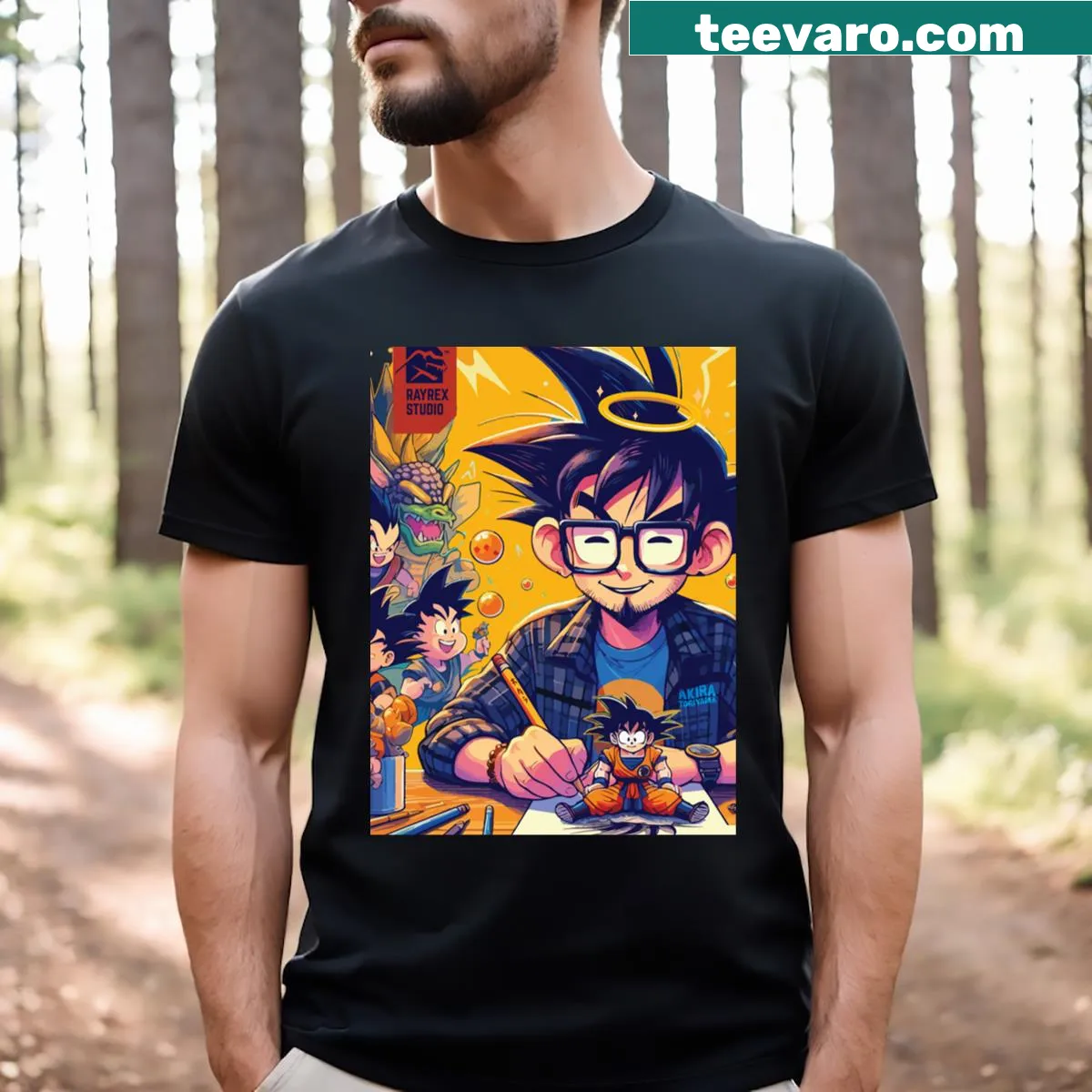 Creative Akira Toriyama T-shirt with engaging illustration. — on a men's t-shirt