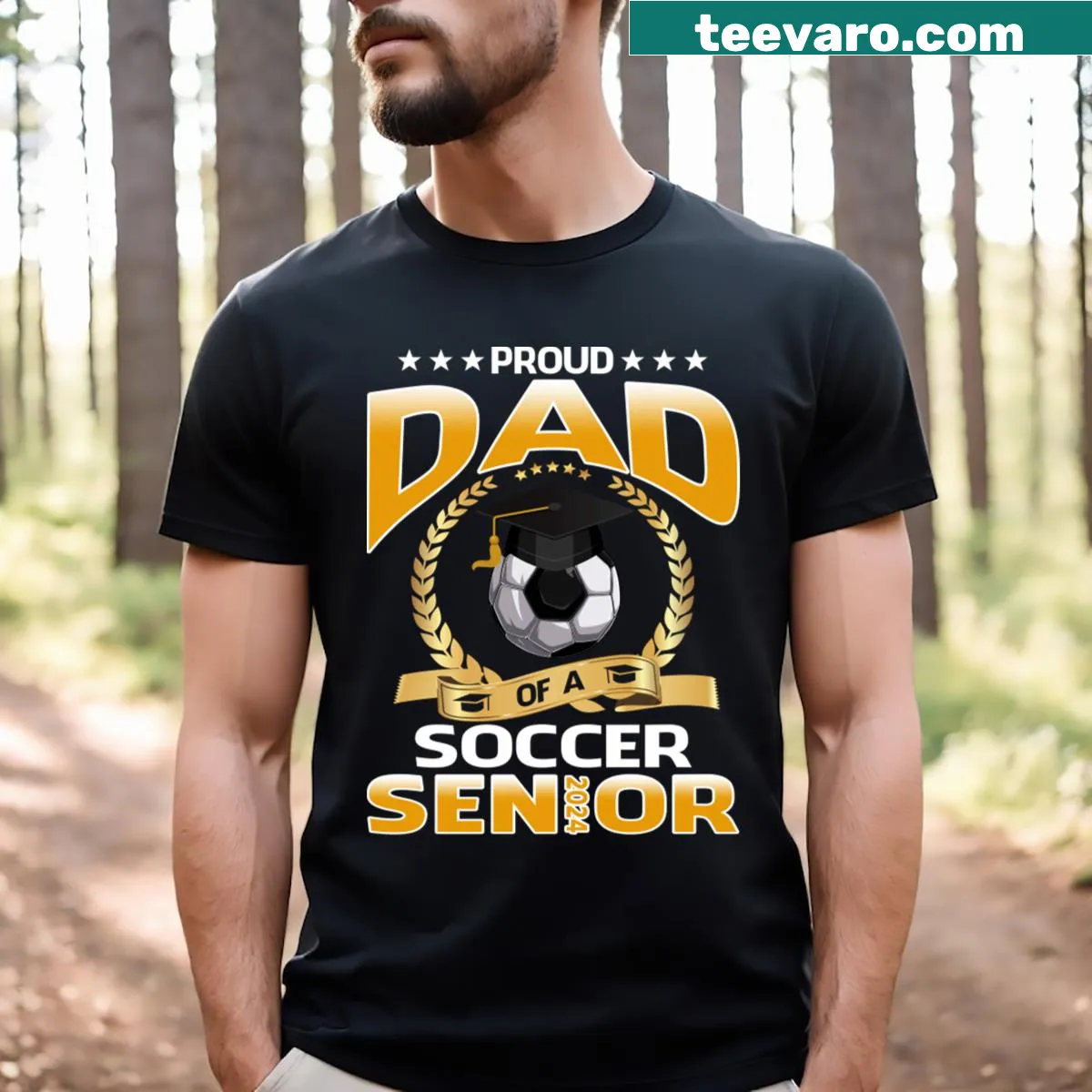 Proud Dad of a Soccer Senior 2024 T-shirt for soccer dads — on a men's t-shirt