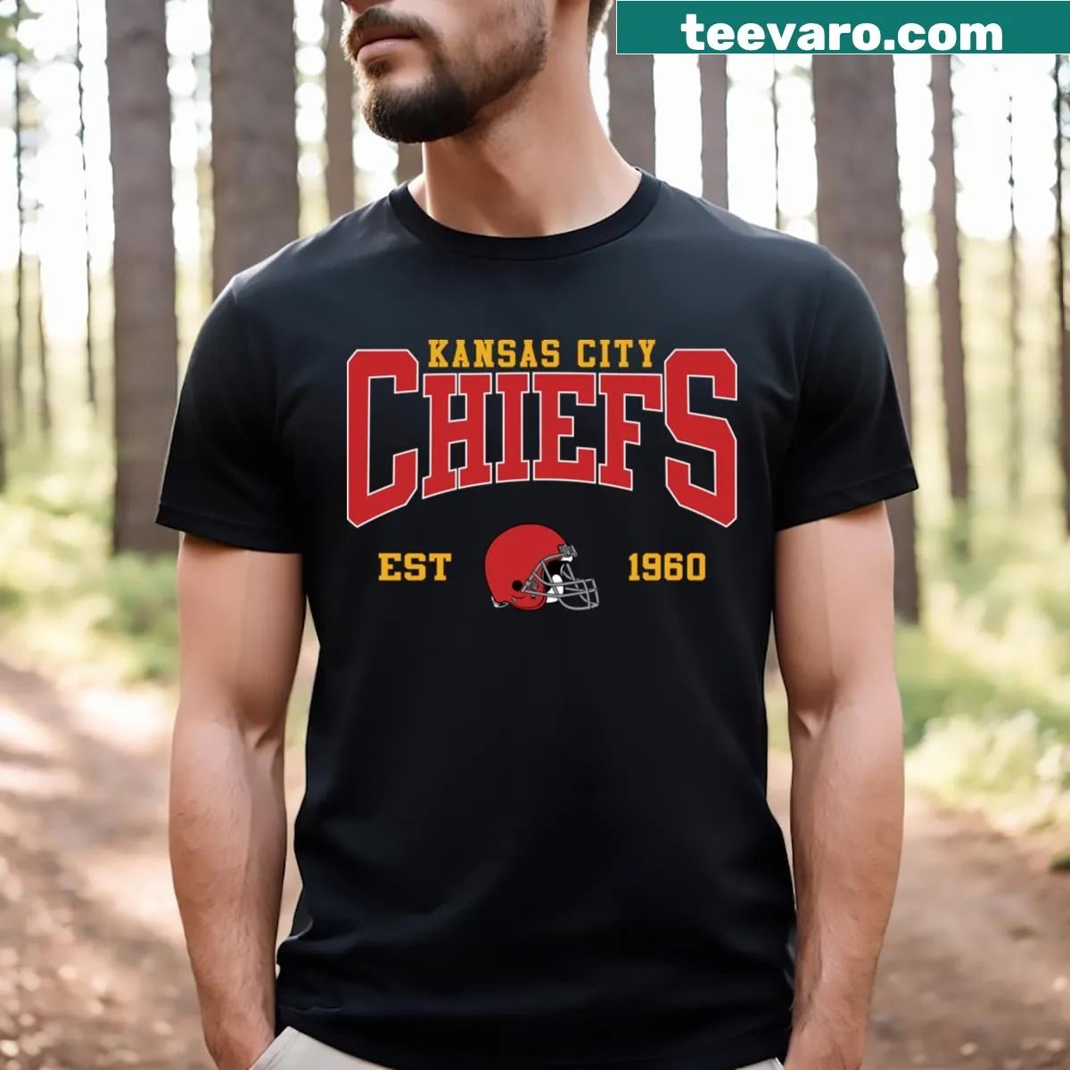 Vintage-inspired Kansas City Football graphic T-shirt — on a men's t-shirt